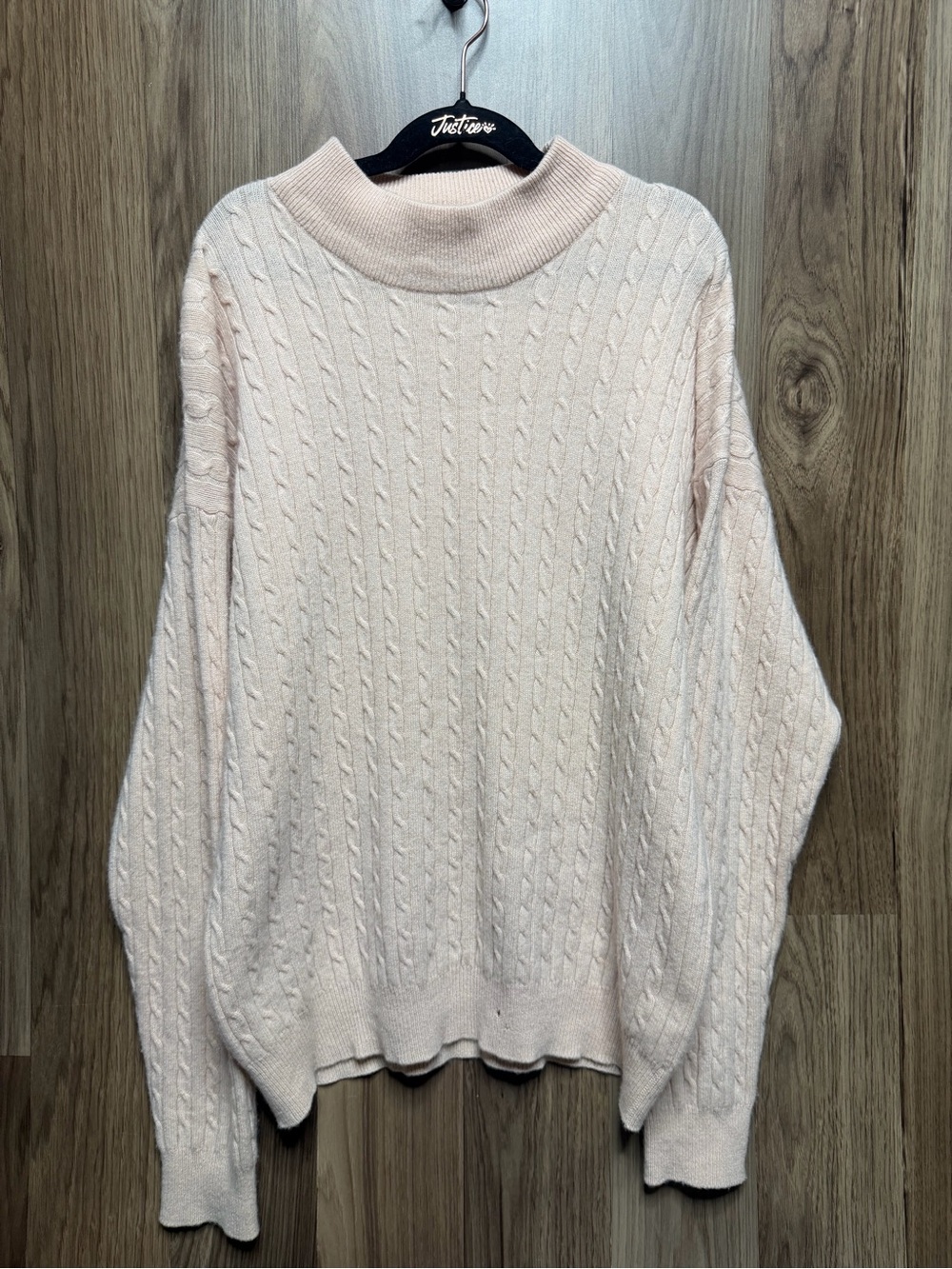 Charter Club 100% Cashmere Cable Knit Sweater Women’s L Cream Blush